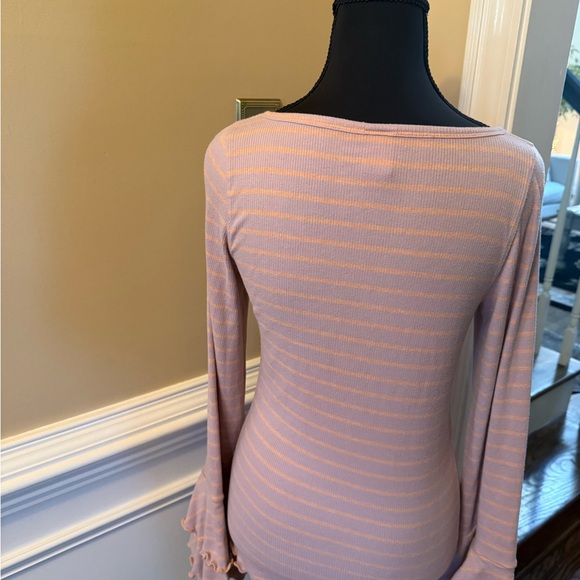 We The Free Lavender and Peach Striped Long Sleeve Top - Picture 2 of 5